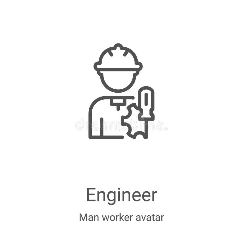 Engineer icon vector from man worker avatar collection. Thin line engineer outline icon vector illustration. Linear symbol for use stock illustration
