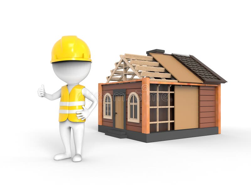 3D Engineer  With A House  Sketch Stock Illustration 