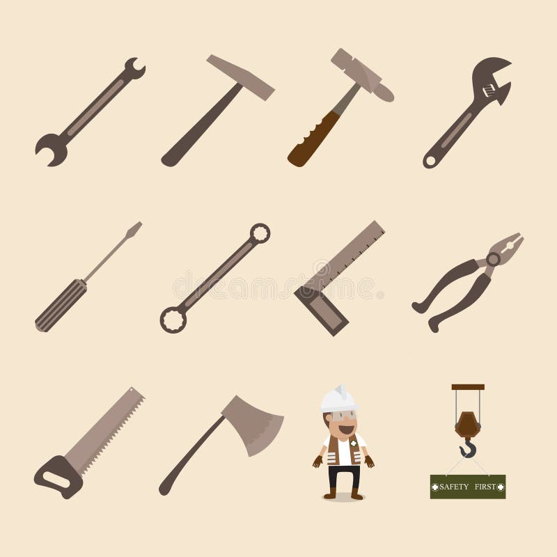 Engineer and Set of Mechanical Tools Stock Vector Illustration of hardware, mechanic 32826916