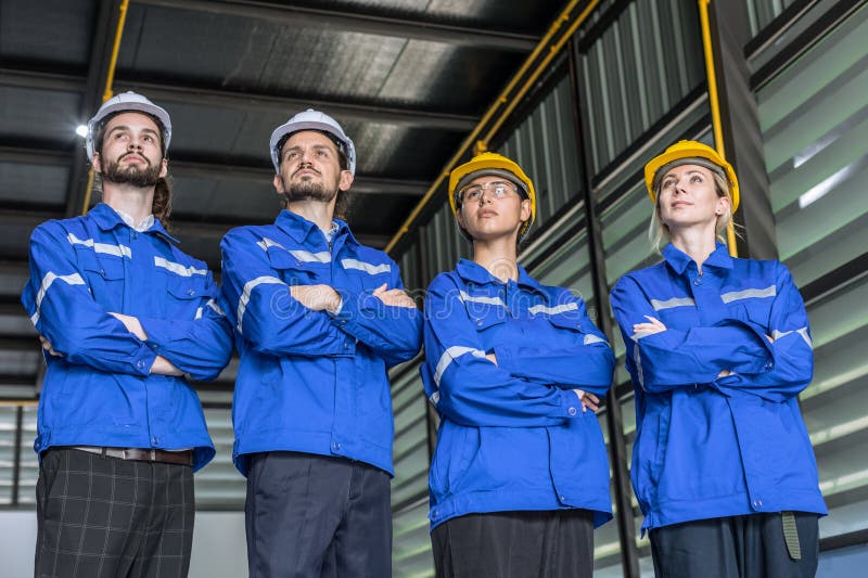 Engineer Team, Group of Worker People Teamwork in Modern