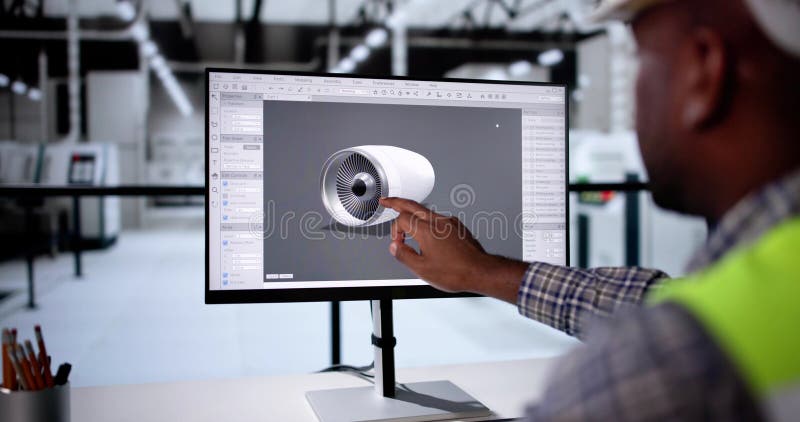 Engineer Using 3D CAD Software royalty free illustration