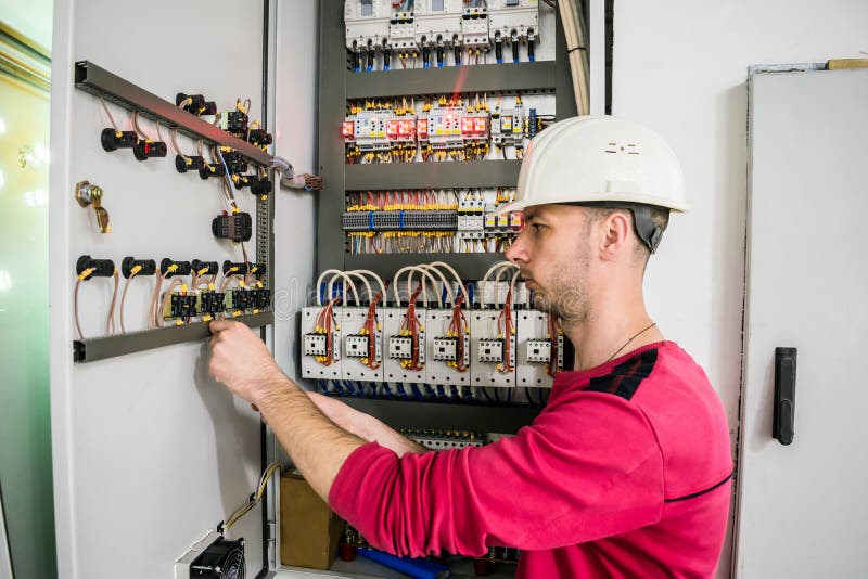 Many Cable Connections in Switchboard. Terminal of Control. Control Panel  with High Voltage Cables and Other Electrical Stuff Stock Image - Image of  electric, installing: 212583681