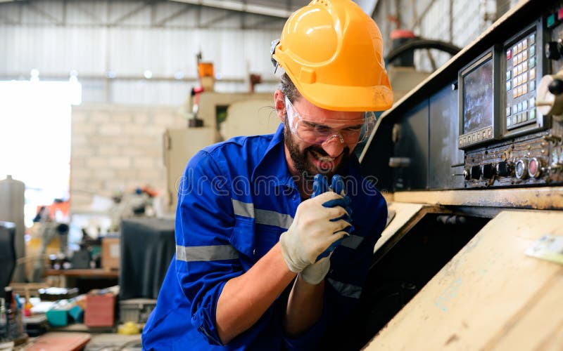 Engineer Worker with Accident at Factory Stock Image Image of working