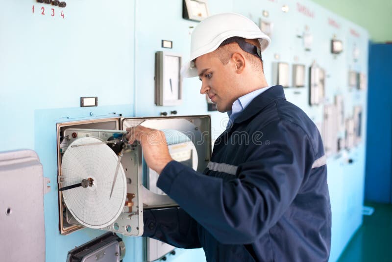 Engineer working at control room royalty free stock photos