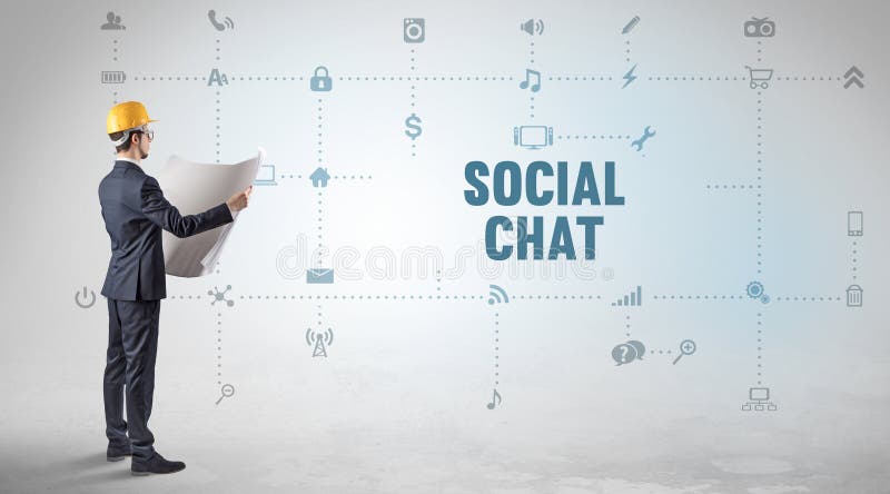 Inginer care lucrează la un nou mediu social stock images