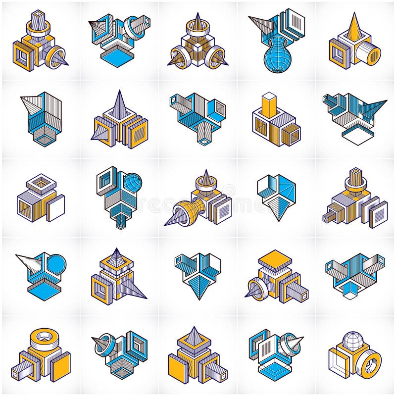 Engineering Abstract Shape, Vectors Set. Stock Vector - Illustration of