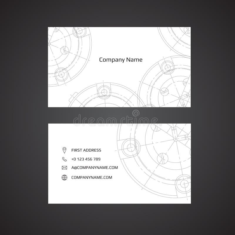 Engineering business card. Engineering drawings. vector illustration. stock illustration