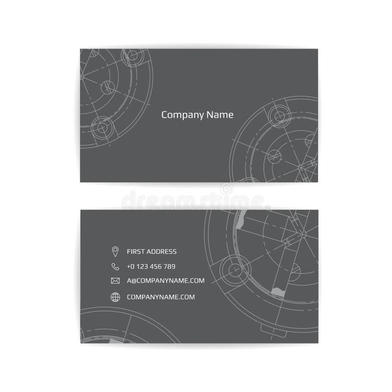 Engineering business card. Engineering drawings. vector illustration. royalty free illustration