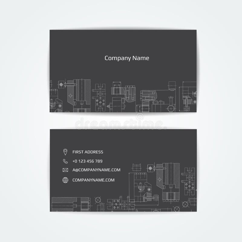 Engineering business card. Engineering drawings. vector illustration.