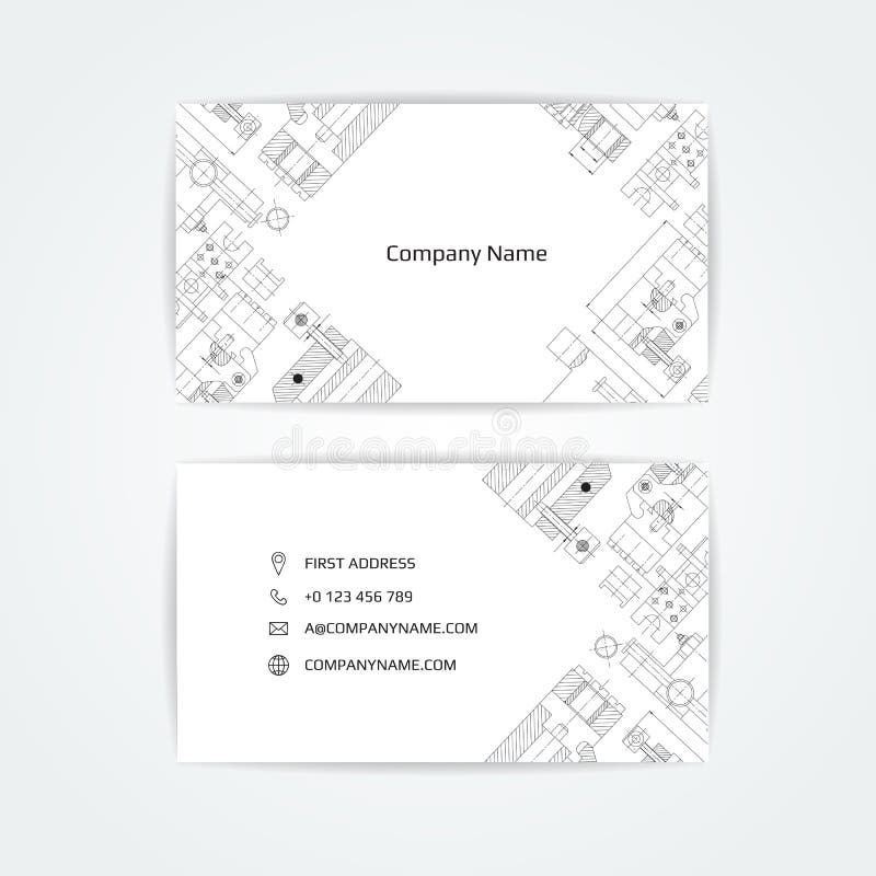 Engineering business card. Engineering drawings. vector illustration. stock illustration