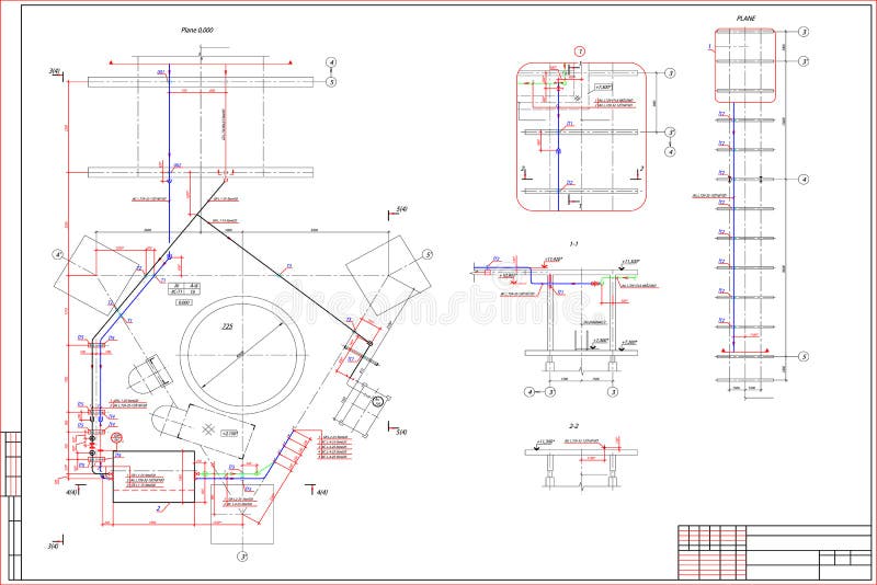 Engineering Drawing on White Background Stock Vector - Illustration of