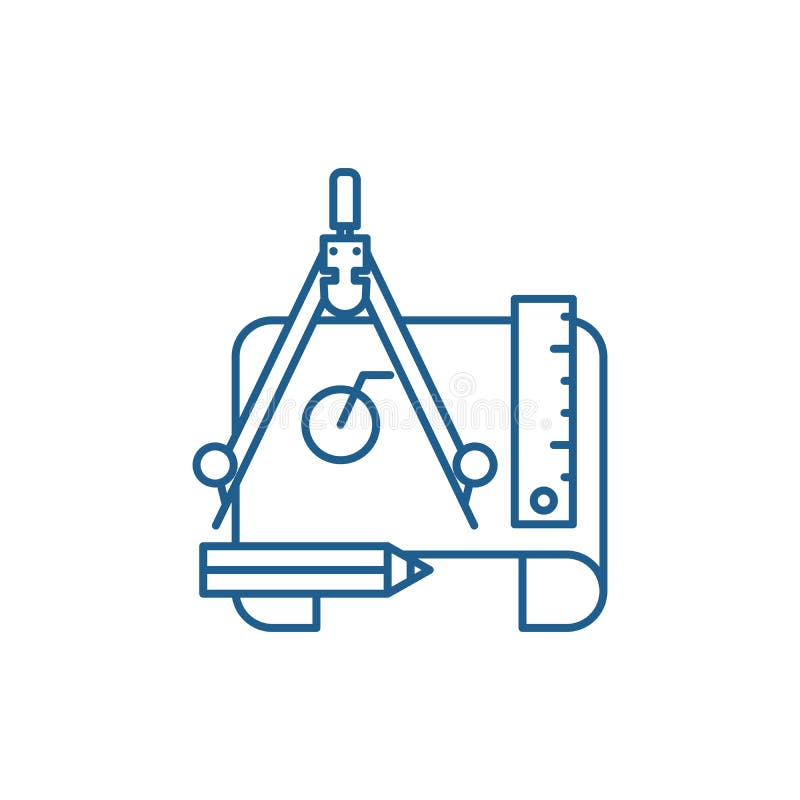 Engineering project line icon concept. Engineering project flat vector symbol, sign, outline illustration. royalty free illustration.