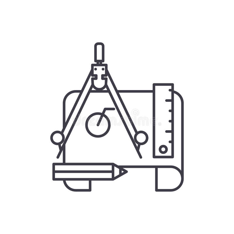 Engineering project line icon concept. Engineering project vector linear illustration, symbol, sign royalty free illustration