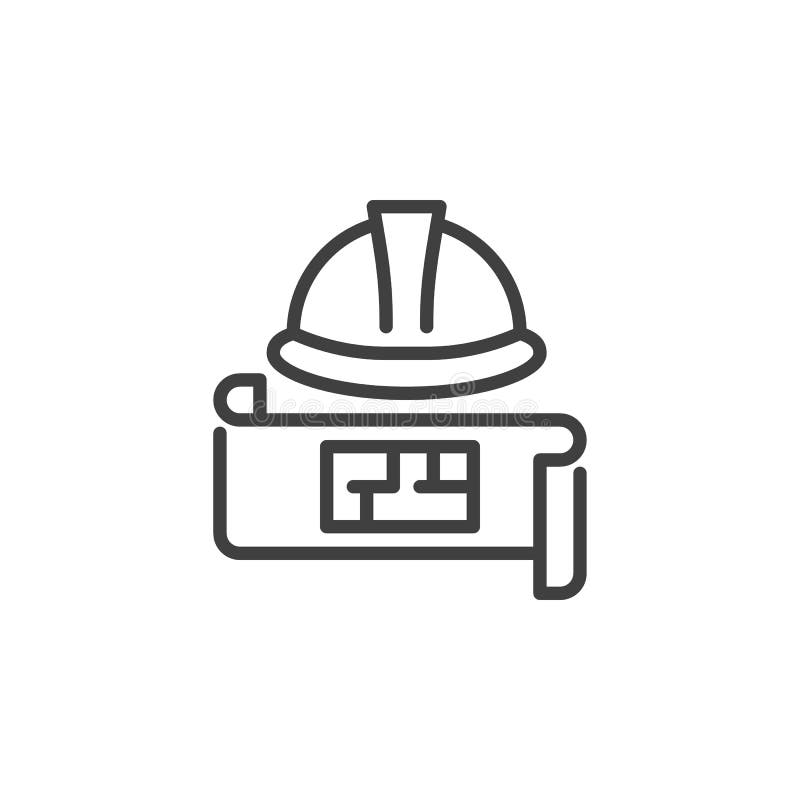 Engineering project line icon stock illustration