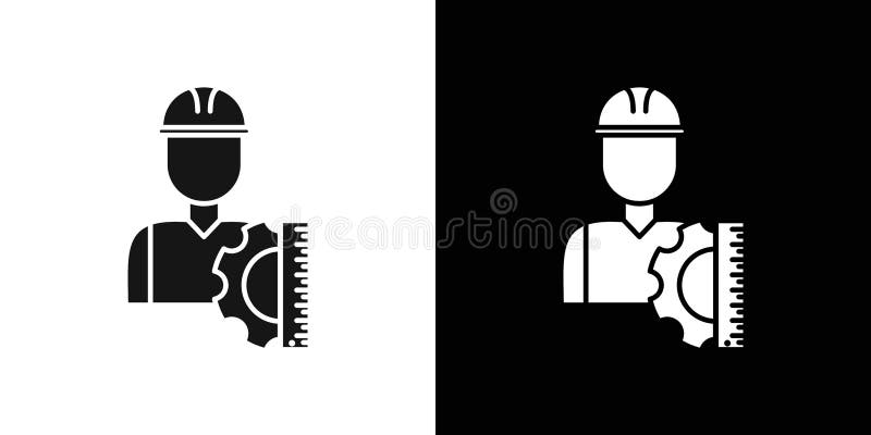 Engineering service icon Black line art vector in black and white outline set collection sign. Civil engineering line art vectors