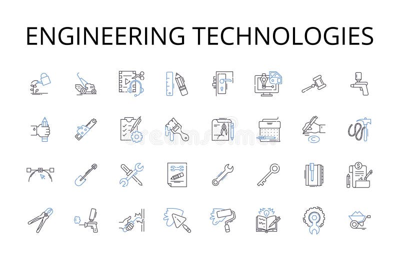 Engineering technologies line icons collection. Computer systems, Environmental sustainability, Industrial automation vector illustration