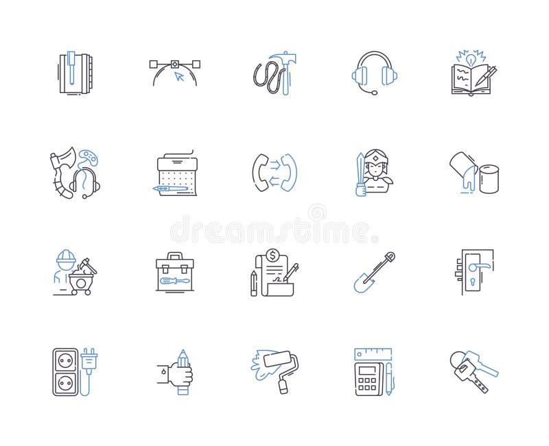Engineering technologies outline icons collection. Technologies, Engineering, Mechanical, Civil, Electrical, Chemical royalty free illustration