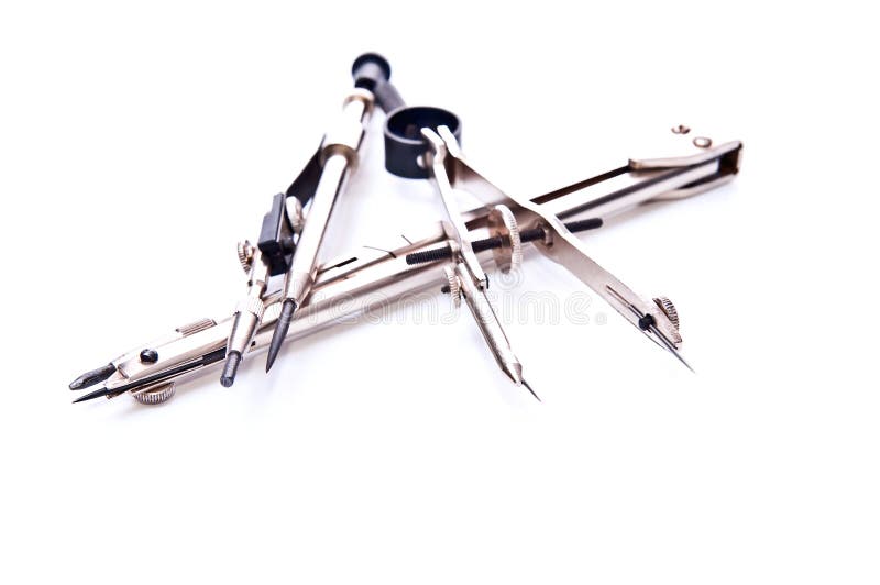 Used Lettering Set Isolated on White Background. Vintage Architectural Tool Stock Photo Image