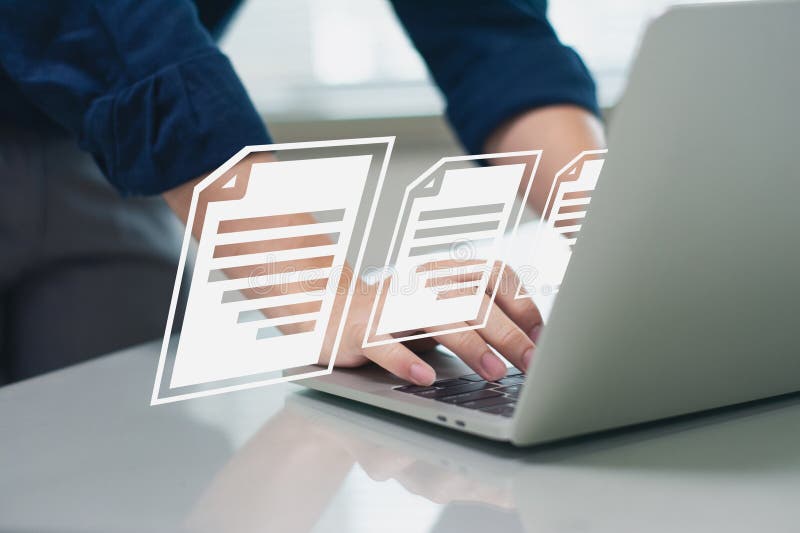 Engineering using document management system digital asset management online electronic document information process automation to stock photo