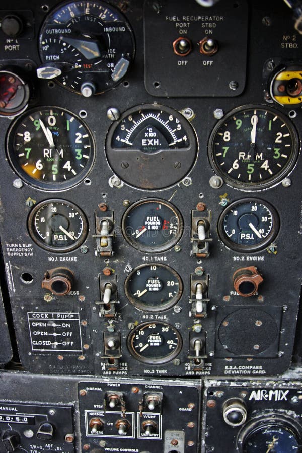 Engineers Control Panel from Bomber Aircraft vector illustration