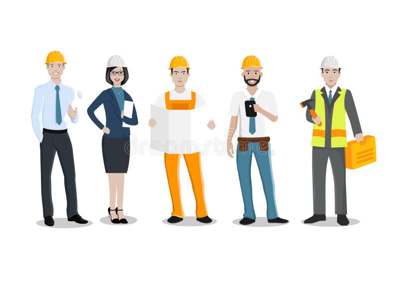 Engineers and mechanics and Construction Worker stock illustration