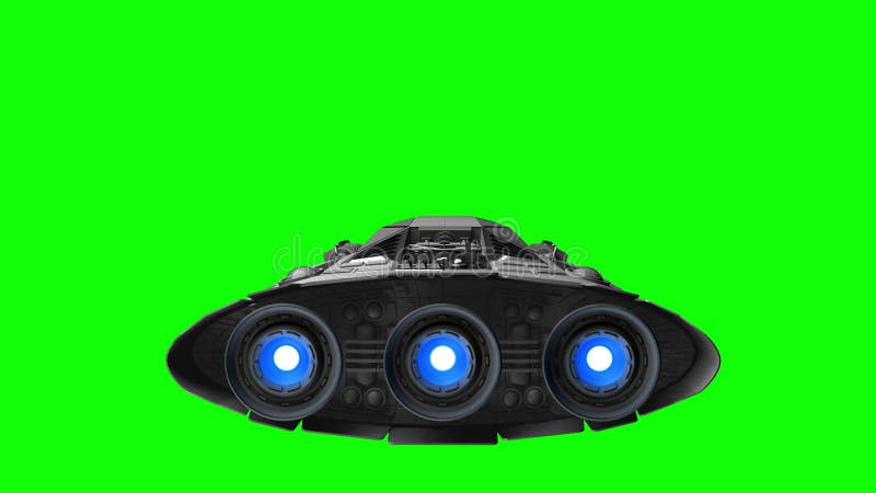 Engines of sci-fi Spacecraft pulsate on green screen, seamless loop 3d animation, chroma key