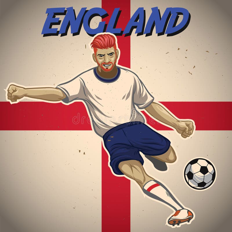 England soccer player with flag background vector illustration England soccer player with flag background vector illustration