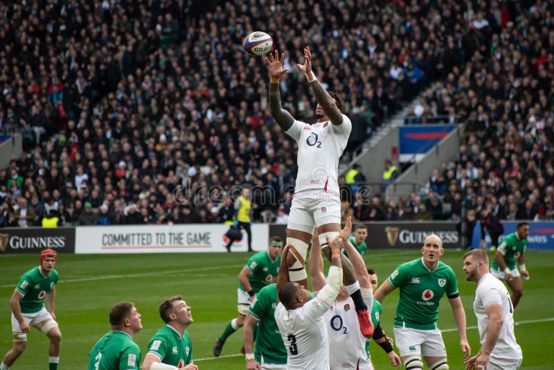 England winning a  line-out at the Six Nations Championship match at Twickenham. England winning a  line-out at the Six Nations Championship match at Twickenham