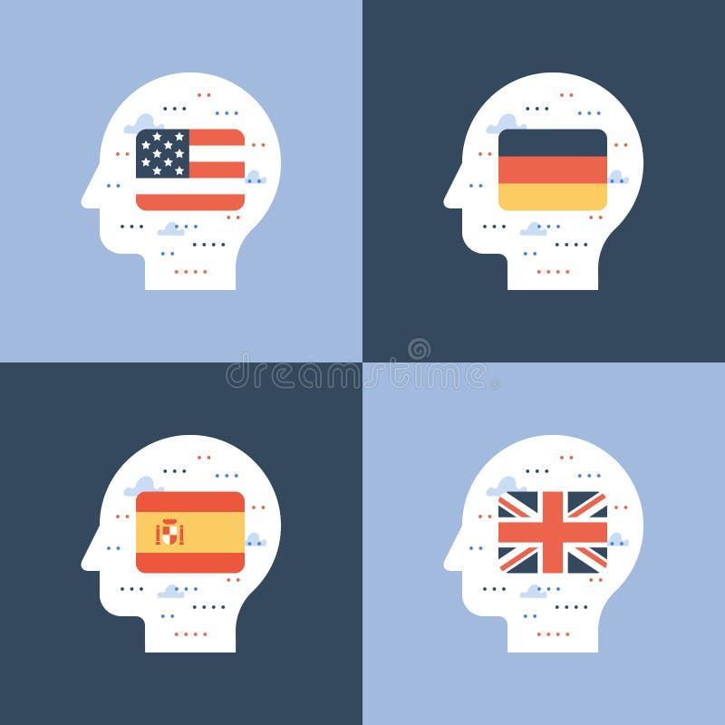 Englisch-, spanische und deutscheflaggen, Fremdsprache lernend, internationale Ausbildung, Studentenaustausch stock abbildung Englisch-, spanische und deutscheflaggen, Fremdsprache lernend, internationale Ausbildung, Studentenaustausch stock abbildung