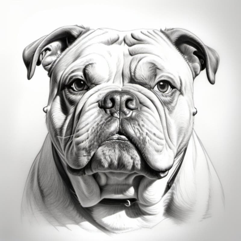 Englische Bulldogskizze schwarz-weiß ai erzeugt Bild sieht nach vorne lizenzfreie abbildung
