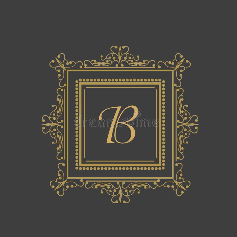 Premium on Monogram of Two Letters O&N. Elegant Gold Shield