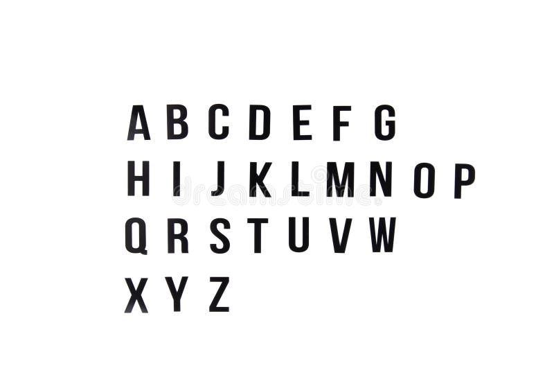 English Alphabet. Black Letters on a White Background. Isolated Stock