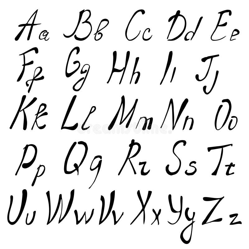 English Alphabet Calligraphic Hand-drawn Font - Vector Illustration ...