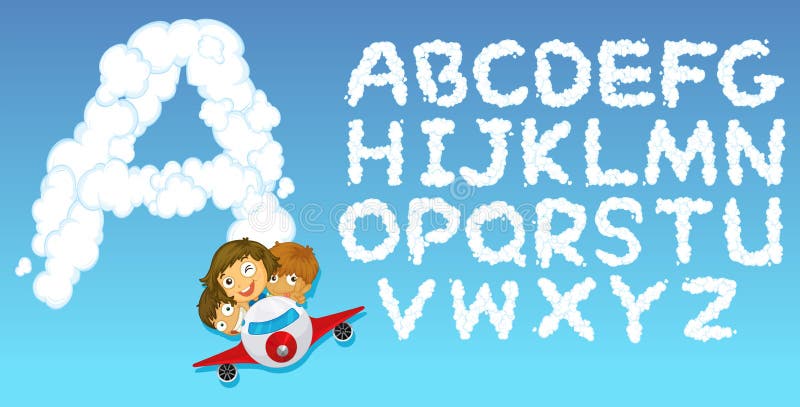 English alphabet cloud font