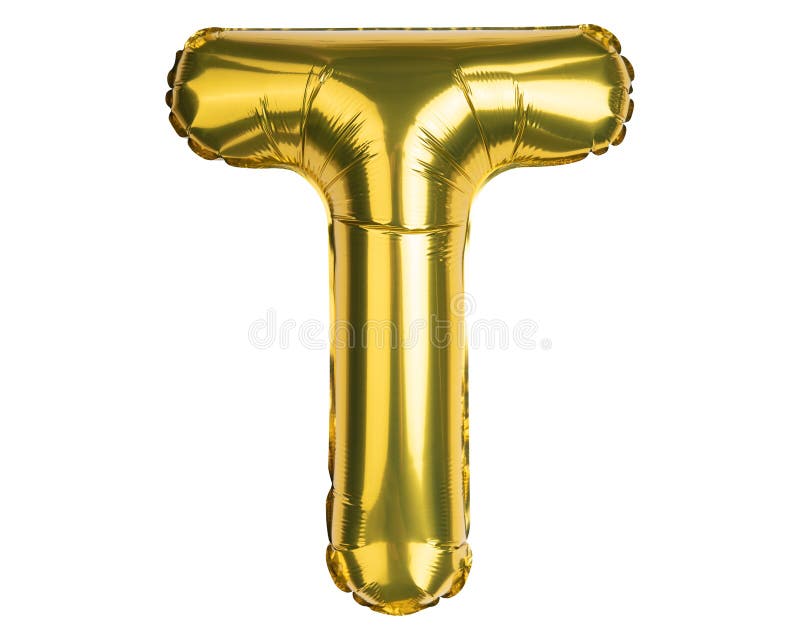 English Alphabet Letters. Letter T. Balloon. Yellow Gold Foil Helium ...
