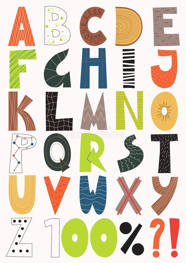 English Alphabet and Signs. Colored Letters. Vector Illustration. Flat ...