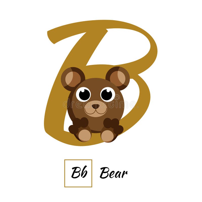English Animal Alphabet Letter B in Vector Style Stock Illustration