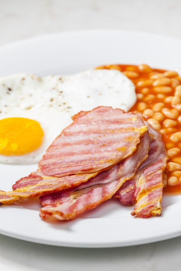English Breakfast with Bacon Beans and Egg Stock Photo Image of