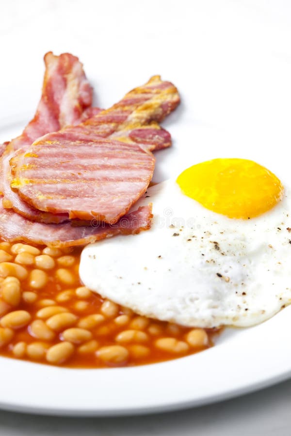 English Breakfast with Bacon Beans and Egg Stock Photo Image of