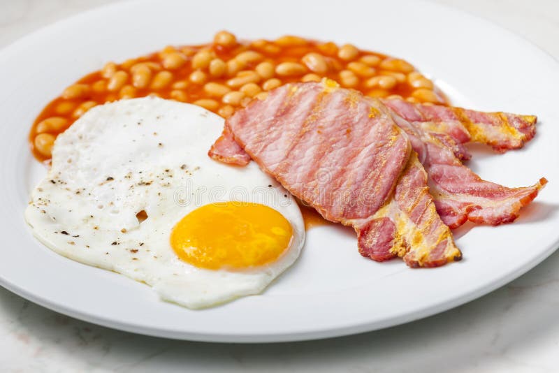 English Breakfast with Bacon Beans and Egg Stock Image Image of closeup, meal 172869789
