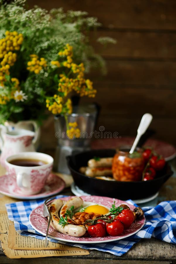 English Breakfast on the Table.style Rustic Stock Image Image of food