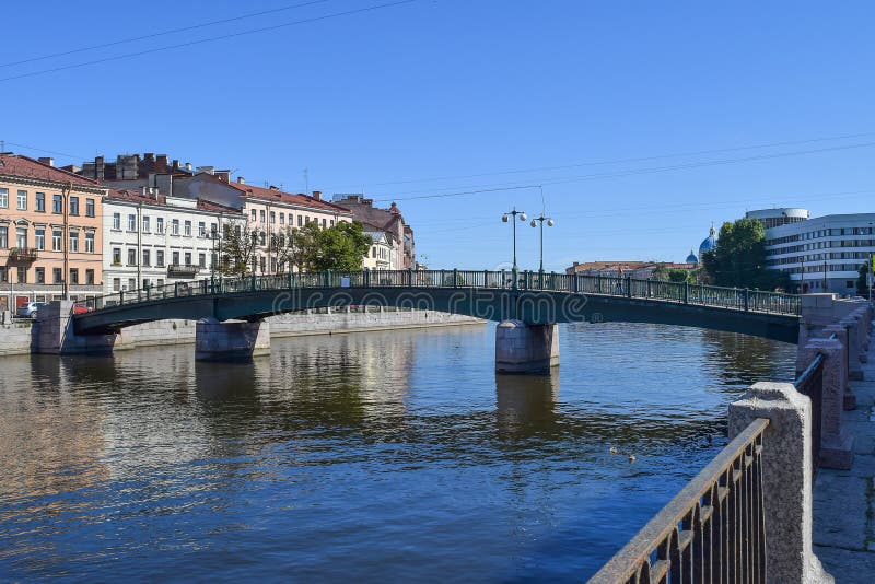 English Bridge. The Fontanka river embankment in St.Petersburg