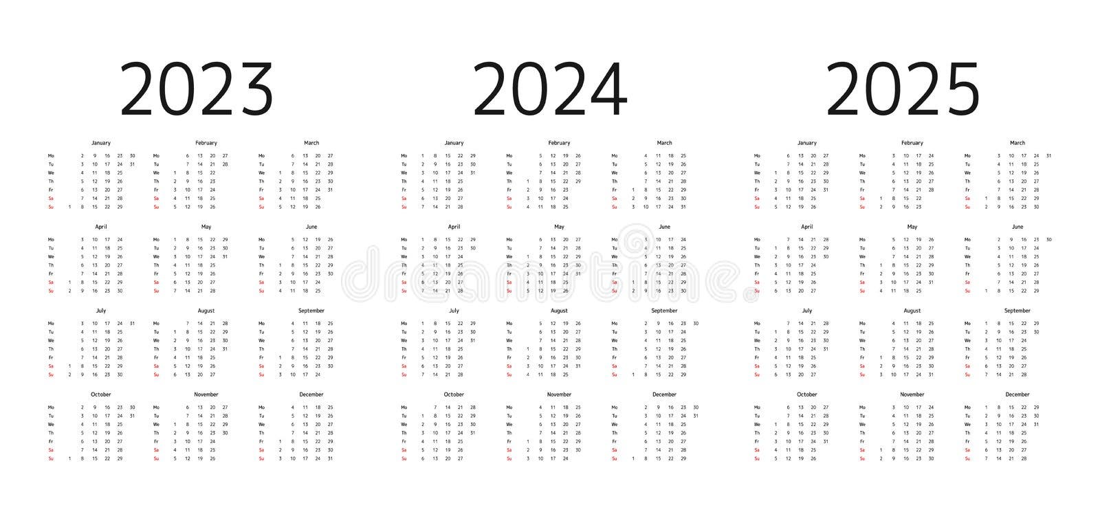 English Calendar for 2022. Week Starts on Sunday Stock Vector