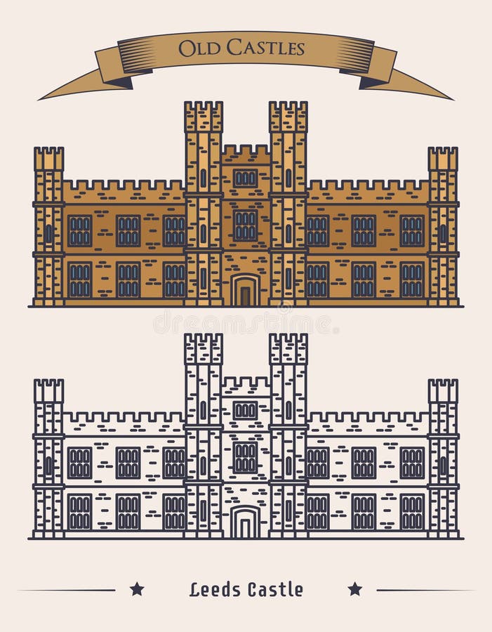 English Leeds castle, palace facade exterior view