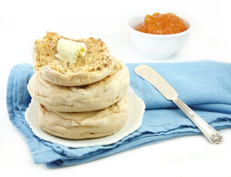 English Muffin Stack with Marmalade Stock Image Image of baked