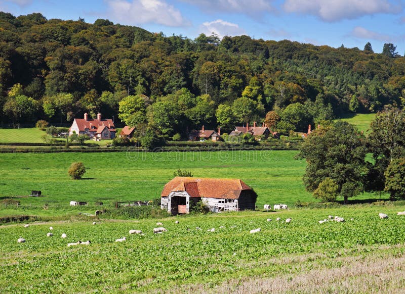 An English Rural Landscape with Hamlet