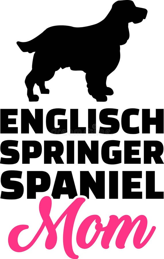 English Springer Spaniel mom silhouette with pink word