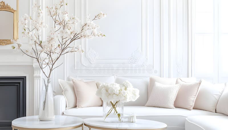 English style cottage interior in romantic colours, delicate patterns, vintage furnishings, evoking the timeless charm royalty free stock images