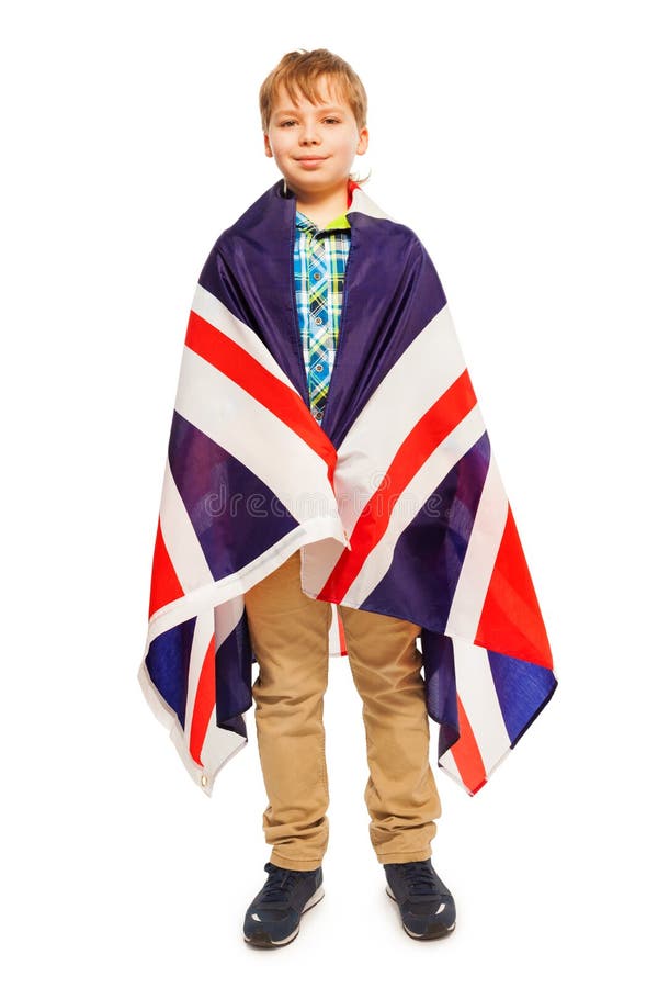 English Teen Posing Wrapped in the British Flag Stock Photo - Image of ...