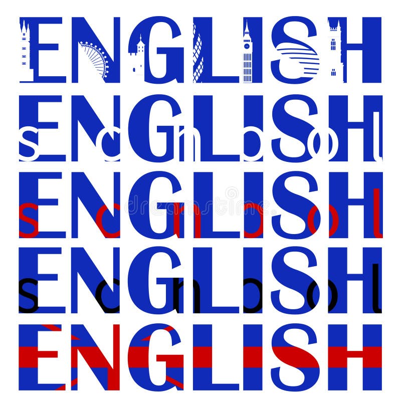 English school word. Capital letters. stock illustration